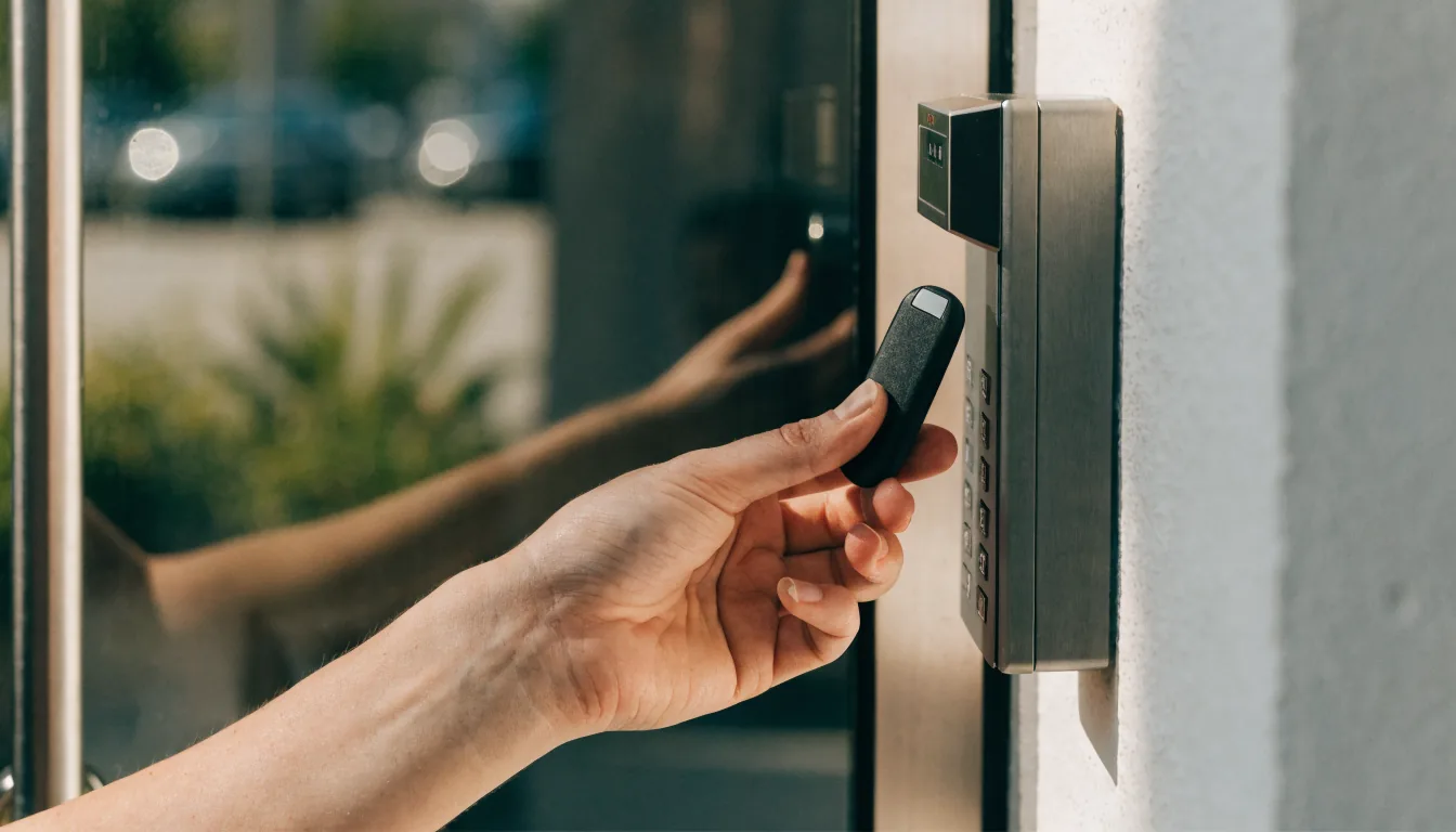 Acceso por llavero RFID en la entrada de un edificio en Sant Cugat del Vallès